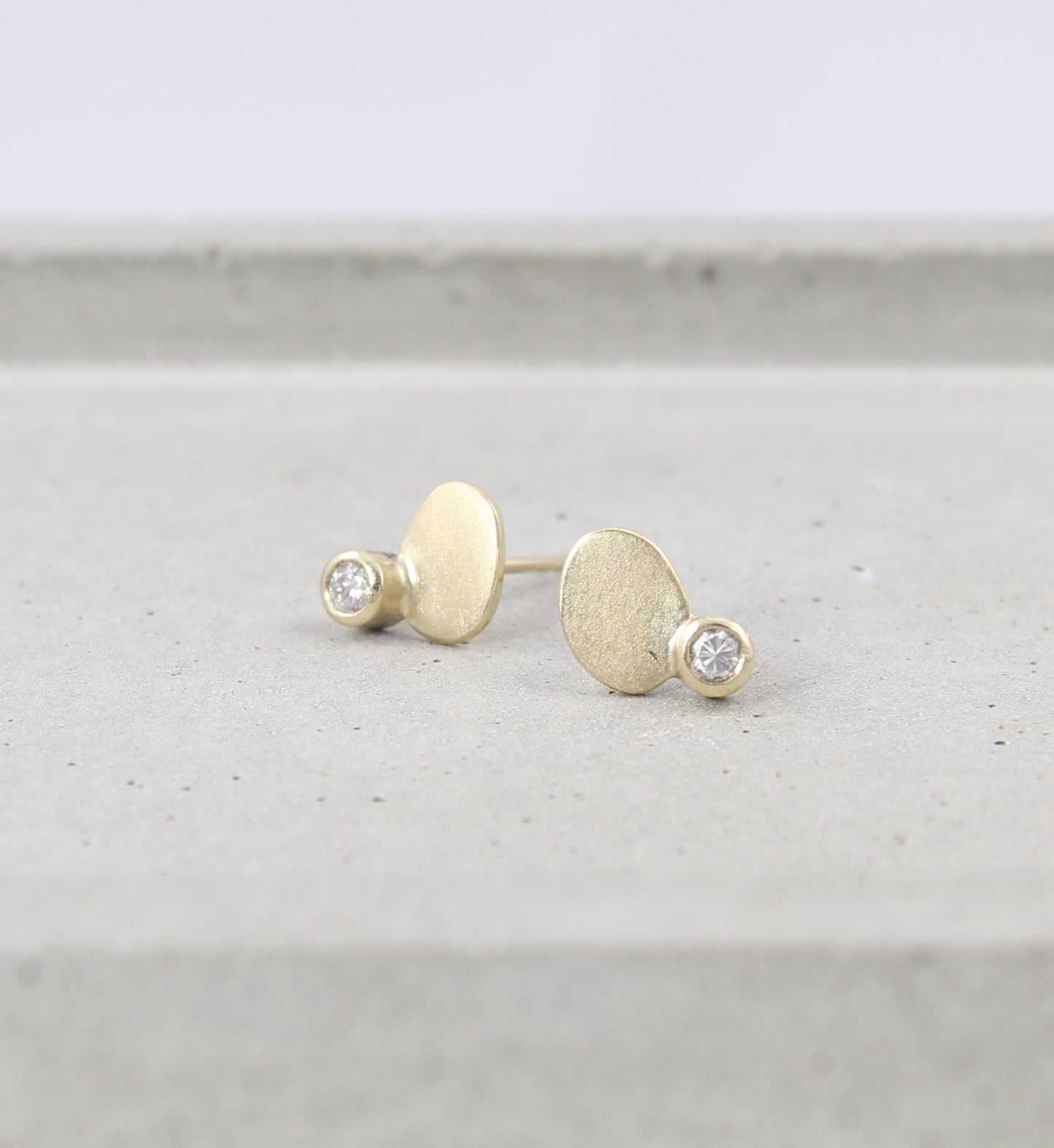 Gold and Diamond Olive Studs