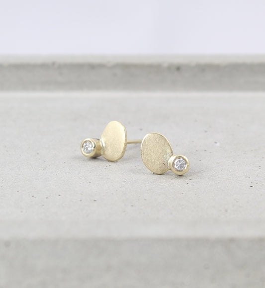 Gold and Diamond Olive Studs