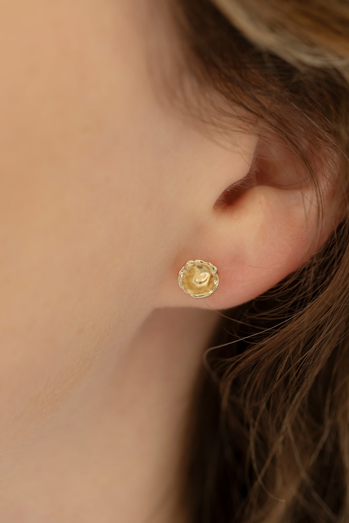 Oyster Gold Stud Earring